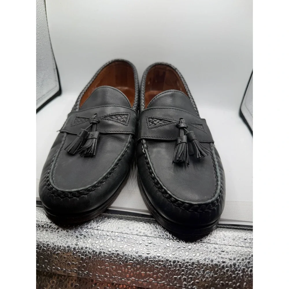 Allen Edmonds Maxfield Mens 11 D Black Leather Braided Tassel Loafers 47711